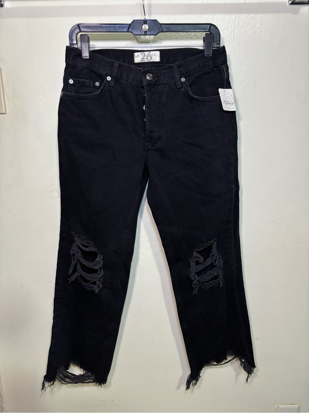Free People We The Free Maggie Mid-Rise Straight-Leg Distressed Woman’s Jeans
